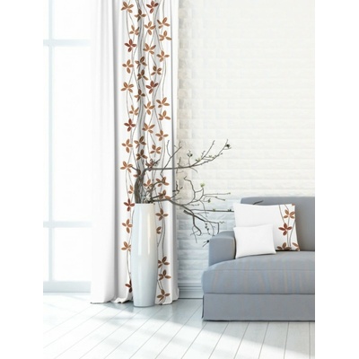 Záves dekoračný alebo látka, New York Plamienok, hnedý, 150 cm 150 cm