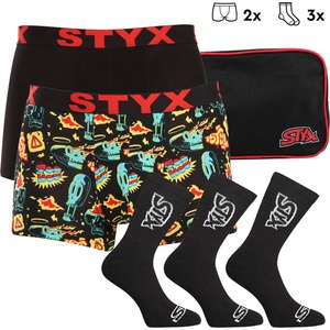 Styx Мъжки подаръчен комплект Styx Комплект две - боксерки и 3PACK чорапи черни Styx | Cheren | МЪЖЕ | XL