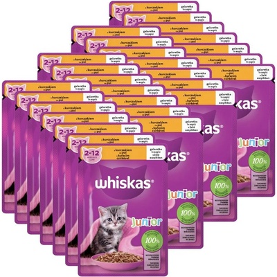 Whiskas пакетче Junior с пиле в желе 28 x 85 г