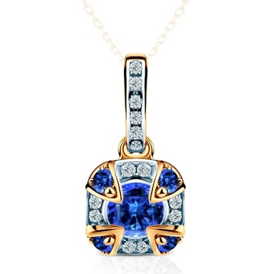 Savicki Prívesok Rosavine dvojfarebné zlato modré zafíry diamanty SAVP98241 Y SA
