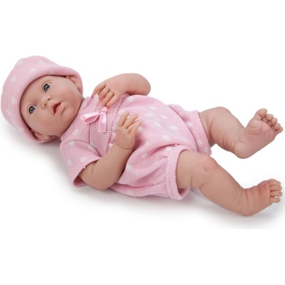 Berenguer 38 cm HOLKA RŮŽOVÝ OBLEK S MALÝMI PUNTÍKY