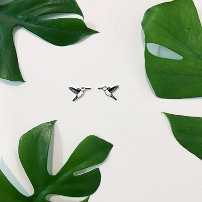 Bramboo náušnice Kolibříci 0001818