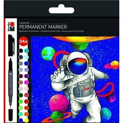 Marabu Graphix oboustranný permanentní popisovač 24 ks