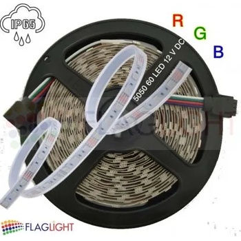 12V LED Лента Многоцветна 5050 - 60 SMD/м RGB, 12V, 10-12 W/m, IP67 - Двойно Влагозащитена- в шлаух, ролка 5м►4.83 лв/м (0736 RGB)