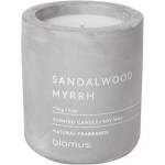 Blomus (Германия) Ароматна свещ BLOMUS FRAGA с аромат Sandalwood Myrrh - Ø6.5 х 8 см - цвят светлосив (BLOMUS 65652)