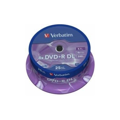 Verbatim DVD+R DL 25 бр. шпиндел - Wide Inkjet Printable, 8.5GB