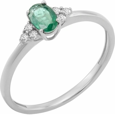 Eppi Zásnubný prsteň so smaragdom a diamantmi Kylie R34038