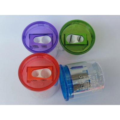 Острилка с прозрачен контейнер за дебел и тънък молив