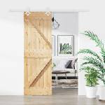 vidaXL Преплъзваща се врата 70 x 210 cm Естествено и бяло (3445095)