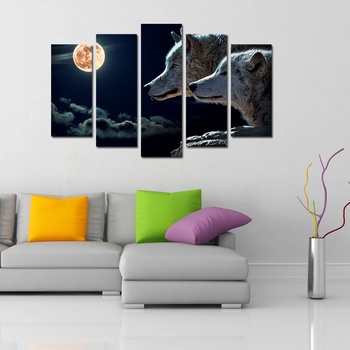 Art gift Декоративен панел за стена Вълци на лунен пейзаж