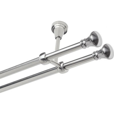 OK-GarnýžeCZ Garnýž kovová dvouřadá 19mm Koloseo double nerez 450 cm do stropu / na tunýlek - bez kroužků