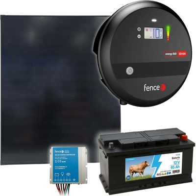 fencee Sada solární elektrický ohradník s výkonem 10J, solární panel 200 W, regulátor a 12V baterie 95 Ah