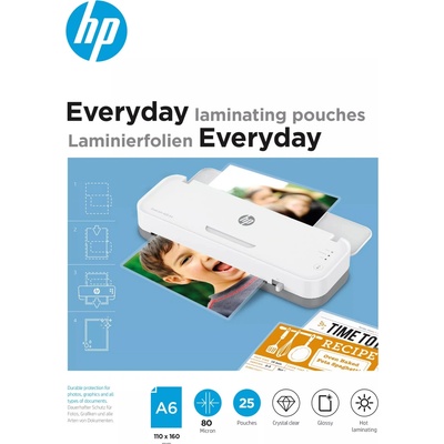 Laminovacia fólia, 80 mikrónovv, A6, lesklá, 25 ks, HP "Everyday"