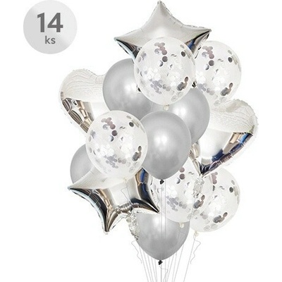 JUNIOR Party balóny, sada , 30cm, 45cm, strieborné