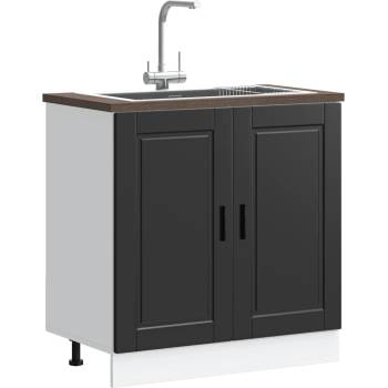vidaXL Шкаф за мивка, Porto, черен, 80x46x81, 5 см, инженерно дърво (853928)