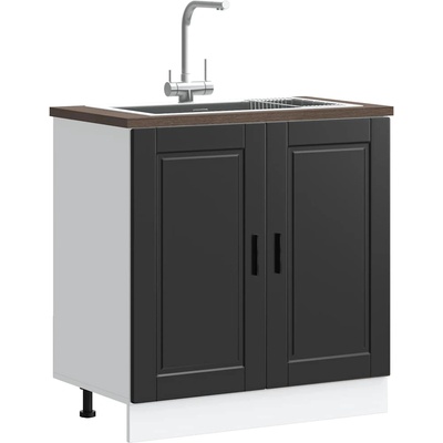 vidaXL Шкаф за мивка, Porto, черен, 80x46x81, 5 см, инженерно дърво (853928)