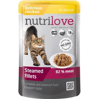 Nutrilove Dusené filetky delikátnym kuracím v omáčke 85 g