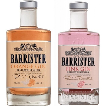 Barrister Orange Gin + Barrister Pink Gin 40% (set 1 x 0,7 L, 1 x 0,5 L)