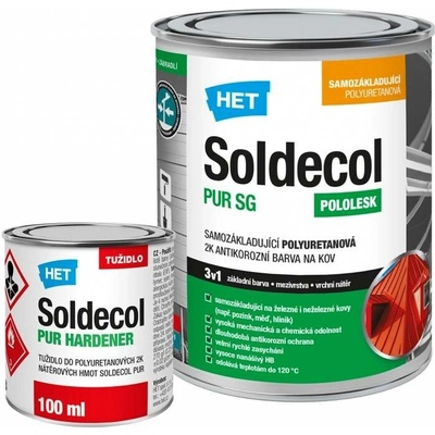 HET Soldecol PUR SG RAL 9006 0,75L polyuretanová barva 3v1 + tužidlo PUR Hardener 0,1L
