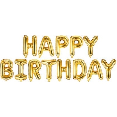 Fóliový balón Happy Birthday zlatá