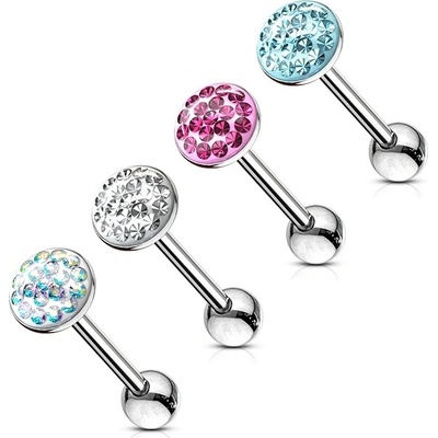 Šperky4U piercing do jazyka osázený zirkony PJ01058-P