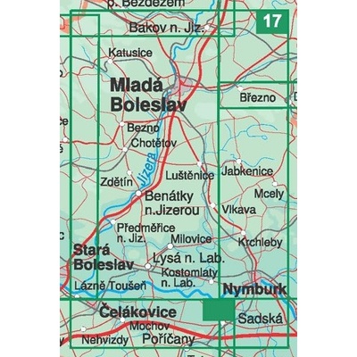 KČT 17 Dolní Pojizeří - Mladoboleslavsko a Nymbursko - nástěnná turistická mapa 60 x 90 cm Varianta: mapa v dřevěném rámu, Provedení: Ticiago černý