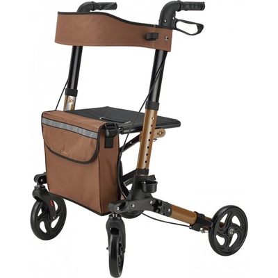 Goleto Čtyřkolové hnědé chodítko pro seniory Rollator