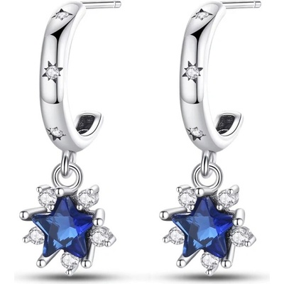 Grace Silver Jewellery stříbrné náušnice s modrými hvězdami E-1490/280 Modrá