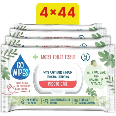 GoWipes Procto Care s výťažkem dubové kůry 4 x 44 ks