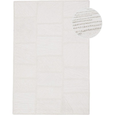 Flair Rugs Бял ръчно изработен килим със смес от вълна 200x300 cm Sculptured Blocks - Flair Rugs (503119381608)