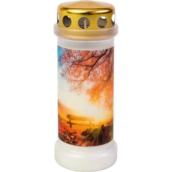 Bolsius Бяла ритуална свещ с есенен мотив - Bolsius с горене 70 часа (BO-NR6-CAP-AUT-A)