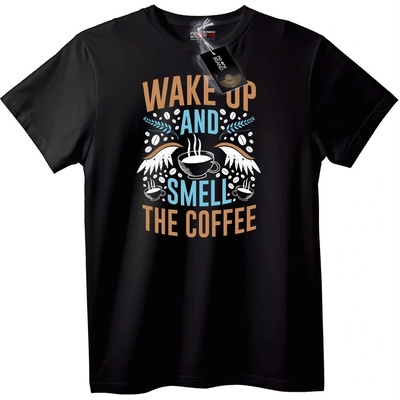 NOONEBRAND Тениска Събуди се и помириши кафето - 2XL, Black