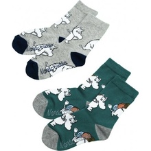 NordicBuddies Moomin grey green Dětské ponožky 2 pack