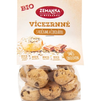 Viaczrnné bio sušienky s čokoládou a vločkami Zemanka 100 g
