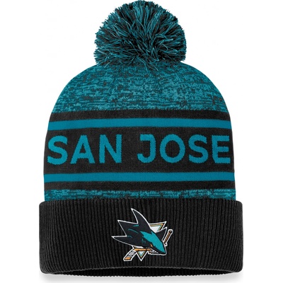Fanatics San Jose Sharks Authentic Pro Rink Heathered Cuffed Pom Knit