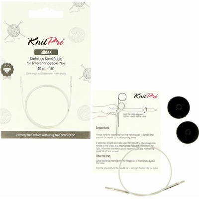 Knitpro GlideX oceľové lanko na ihlice 20cm