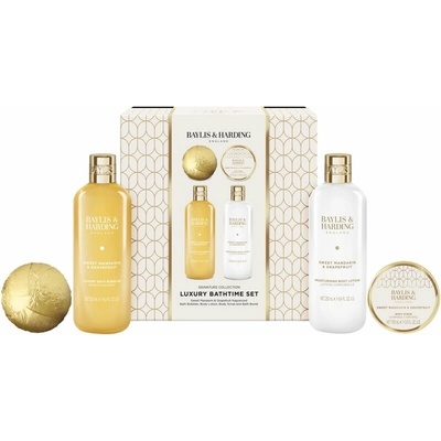 Baylis & Harding Sweet Mandarin & Grapefruit pena do kúpeľa 250 ml + telové mlieko 250 ml + bomba do kúpeľa 120 g + telový peeling 100 ml