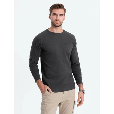 Ombre Clothing pánske tričko s dlhým rukávom Kreshnikan grafitové