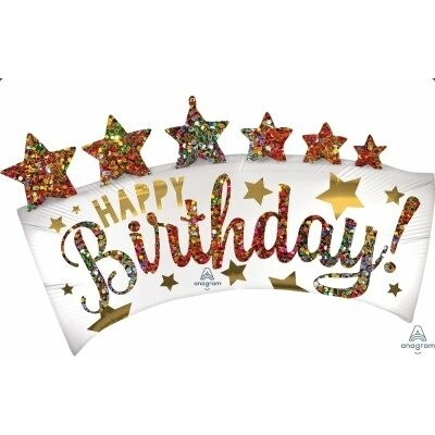 Anagram Banner bílý třpitkový HB 86x48cm fóliový balónek