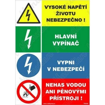 Vysoké napětí životu nebezpečno, plast 297 x 420 x 0,5 mm A3