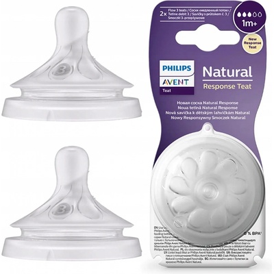 Philips Avent savička Natural Response 3 pomalý průtok 2 ks transparentní – Zboží Dáma