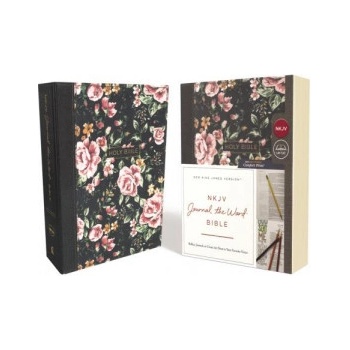 NKJV , Journal the Word Bible, Cloth Over Board, Gray Floral, Red Letter Edition, Comfort Print: Reflect, Journal, or Create Art Next to Your Favorite Thomas NelsonPevná vazba