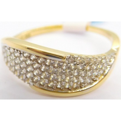 Klenoty Budín Mohutný zlatý prstýnek se zirkony HK1045