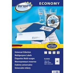 EUROPE100 Desk LABELS A4 by AVERY ECONOMY 48.5 x 25.4 MM 4000 LABELS