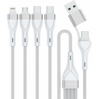 4smarts Универсален USB-C кабел с Lightning, microUSB и USB-C конектори (120 см) - 4smarts 4-in-2 Multi-Charging USB Cable (бял) (541024)