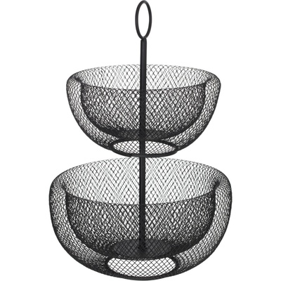 5five Simply Smart Kovový 2-poschodový košík na ovocie black Mesh 29 x 43 cm