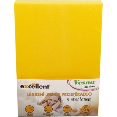 Vesna Luxusní prostěradlo jersey Excellent s elastanem žluté 140x200