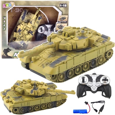 Lean Toys 28923 Tank T90 RC pieskový – svetlá a zvuky 1:18