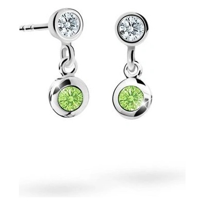 Danfil dětské náušnice C1537 z bílého zlata s kamínkem Peridot Green zapínání balónek