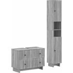 vidaXL Комплект шкафове за баня от 2 части EDE Сив Сонома (3417501)